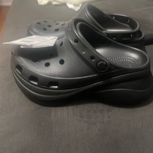Black platform crocs